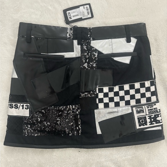 KTZ Multi-Fabric Patchwork Mini Skirt RARE Medium NWT Designer KOTON TO ZAI - Picture 5 of 13